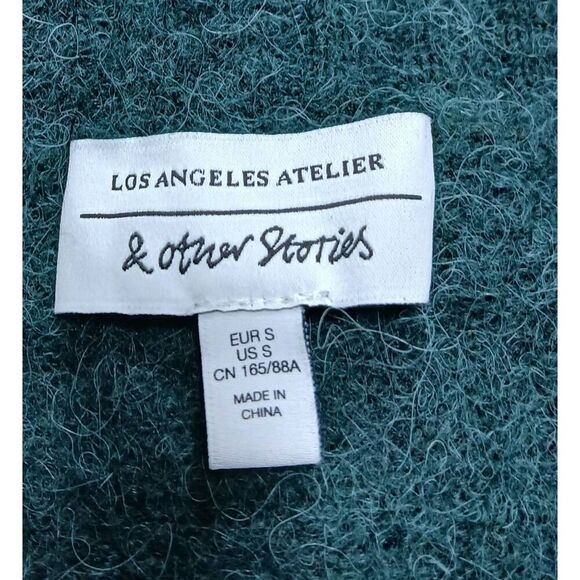 & other stories womens small teal green sweater soft alpaca wool mockneck chic - Picture 6 of 9